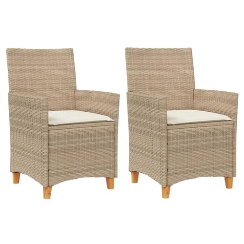 Homvdxl Gartenstuhl 2er Set Rattan Optik Outdoor Lounge Stuhl mit Kissen Wicker Relaxing Sessel Sitz für Terrasse Pool Hinterhof Rattan Armlehne Beige Homvdxl Gartenstuhl 2er Set Rattan Optik Outdoor Lounge Stuhl mit Kissen Wicker Relaxing Sessel Sitz für Terrasse Pool Hinterhof Rattan Armlehne Beige von Homvdxl