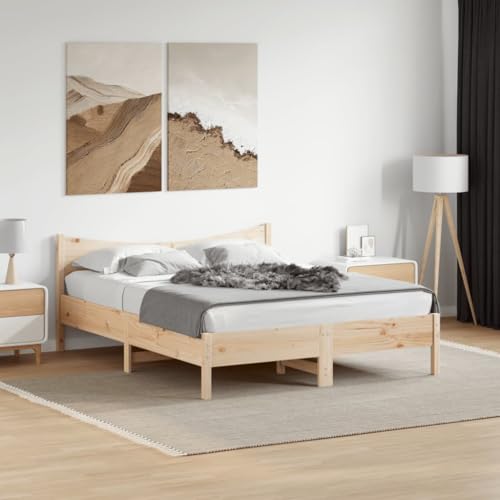 Homvdxl Holzbettrahmen 150x200 cm mit gebogenem Kopfteil, kleine Queen-Betten mit massiven Lamellen, kein Boxspringbett nötig - Braun Homvdxl Holzbettrahmen 150x200 cm mit gebogenem Kopfteil, kleine Queen-Betten mit massiven Lamellen, kein Boxspringbett nötig - Braun von Homvdxl