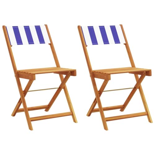 Homvdxl Klappstuhl Outdoor 2er Set Einfacher Holz Garten Esszimmerstuhl Bistrostühle mit Rückenlehne für Terrasse Terrasse Balkon 41x52,5x80cm - Blau von Homvdxl
