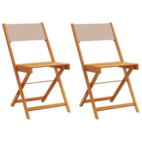 Homvdxl Klappstuhl Outdoor 2er Set Einfacher Holz Garten Esszimmerstuhl Bistrostühle mit Rückenlehne für Terrasse Terrasse Balkon 41x52,5x80cm Taupe von Homvdxl