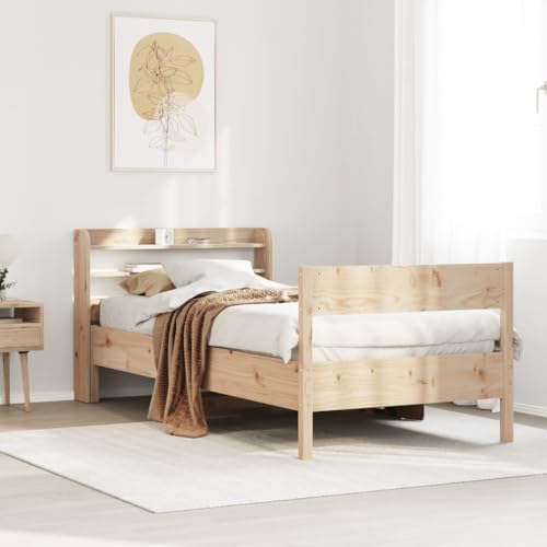 Homvdxl Kleine Einzelbetten 75x190 cm Bettgestell mit Bettkasten Kopfteil Holz Plattformbett Bettgestell mit Fußteil, kein Boxspring nötig - Braun Homvdxl Kleine Einzelbetten 75x190 cm Bettgestell mit Bettkasten Kopfteil Holz Plattformbett Bettgestell mit Fußteil, kein Boxspring nötig - Braun von Homvdxl