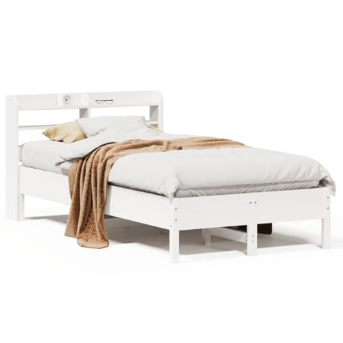 Homvdxl Kleines Doppelbett Bettgestell mit Bettkopfteil Kiefer Massivholz Plattformbett mit Stabiler Lattenstütze kein Boxspring nötig Weiß - 120x190 cm Homvdxl Kleines Doppelbett Bettgestell mit Bettkopfteil Kiefer Massivholz Plattformbett mit Stabiler Lattenstütze kein Boxspring nötig Weiß - 120x190 cm von Homvdxl