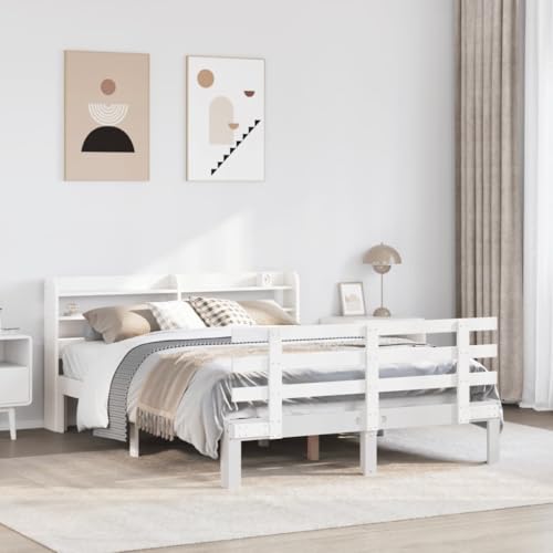 Homvdxl Kleines Doppelbett Bettgestell mit Stauraum Kopfteil & Stauraum unter Betten, 120x200 cm Plattformbett mit Holzlattenstütze, kein Boxspring erforderlich, Weiß Homvdxl Kleines Doppelbett Bettgestell mit Stauraum Kopfteil & Stauraum unter Betten, 120x200 cm Plattformbett mit Holzlattenstütze, kein Boxspring erforderlich, Weiß von Homvdxl
