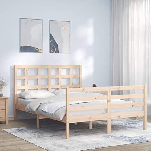 Homvdxl Kleines Doppelbettgestell, für 120 x 190 cm Matratze, 21 cm Unterbettkommode, Holzplattform-Bettgestell, kein Boxspringbett erforderlich, Braun von Homvdxl