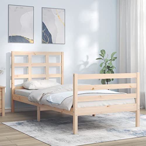 Homvdxl Kleines Einzelbettgestell, für 90 x 200 cm Matratze, 21 cm Unterbettkommode, Holzplattform-Bettgestell, kein Boxspringbett erforderlich, Braun von Homvdxl