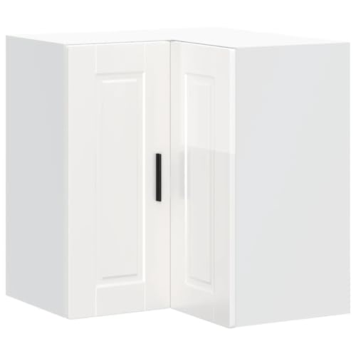 Homvdxl Kücheneck-Hängeschrank Wandschrank Badschrank 57 x 57 x 60 cm Eckschrank Medizinschrank mit Ablage Weiß Hochglanz Homvdxl Kücheneck-Hängeschrank Wandschrank Badschrank 57 x 57 x 60 cm Eckschrank Medizinschrank mit Ablage Weiß Hochglanz von Homvdxl