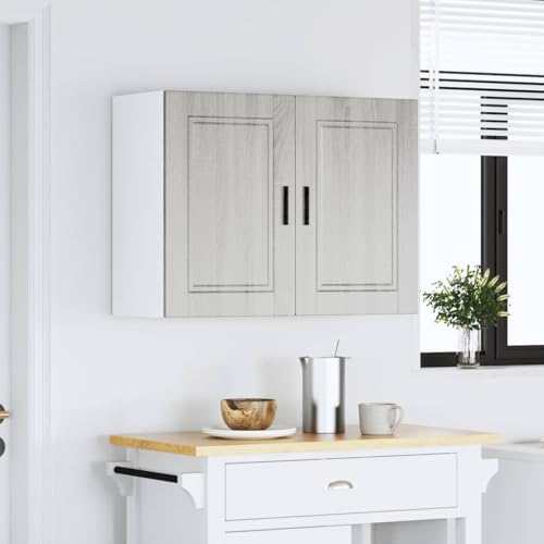 Homvdxl Küchenhängeschrank 80x31x60 cm - Wandschrank mit 2 Türen für Wohnzimmer, Flur, Bad, Küche - Grau+Eiche Homvdxl Küchenhängeschrank 80x31x60 cm - Wandschrank mit 2 Türen für Wohnzimmer, Flur, Bad, Küche - Grau+Eiche von Homvdxl