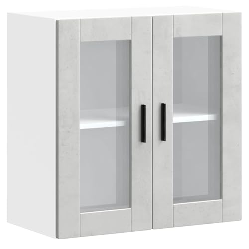 Homvdxl Küchenhängeschrank mit 2 Glastüren, Badezimmerschrank Wandschrank 60x31x60 cm, moderner Medizinschrank mit 2 Etagen Regal - Grau Homvdxl Küchenhängeschrank mit 2 Glastüren, Badezimmerschrank Wandschrank 60x31x60 cm, moderner Medizinschrank mit 2 Etagen Regal - Grau von Homvdxl