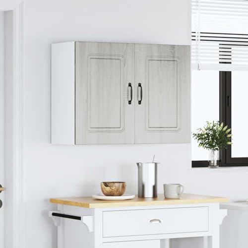 Homvdxl Küchenschränke Hängeschrank mit Flügeltüren und Einlegeboden Bad/WC Aufbewahrung/Ordnungseinheit 80x31x60 cm - Grau+Eiche Homvdxl Küchenschränke Hängeschrank mit Flügeltüren und Einlegeboden Bad/WC Aufbewahrung/Ordnungseinheit 80x31x60 cm - Grau+Eiche von Homvdxl