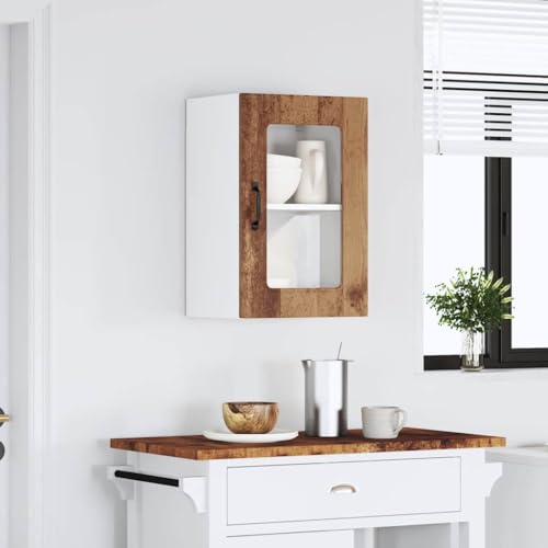 Homvdxl Küchenschrank, 40 x 31 x 60 cm, Hängeschrank mit Glastür, Wandmontage, Medizinschrank für Küche, Wohnzimmer und Flur, Alter Stil Homvdxl Küchenschrank, 40 x 31 x 60 cm, Hängeschrank mit Glastür, Wandmontage, Medizinschrank für Küche, Wohnzimmer und Flur, Alter Stil von Homvdxl