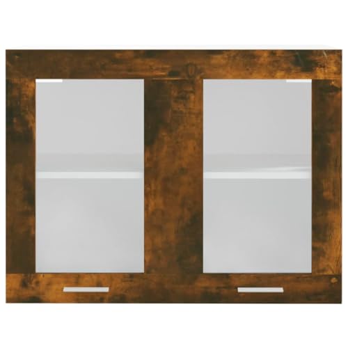 Homvdxl Küchenschrank Hängeschrank mit 2 Glastüren, 80 cm breit Hängeschrank Hängeschrank Badschrank für Badezimmer Wohnzimmer Flur, Eiche+Rustikal von Homvdxl