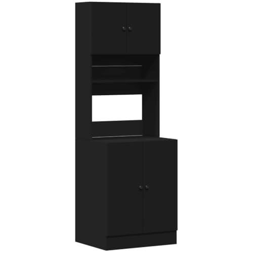 Homvdxl Küchenschrank Hochschrank 60x50x180cm Groß Sideboard Aufbewahrungsschrank Modern Küchenschrank mit 4 Türen für Esszimmer Wohnzimmer Flur | Schwarz von Homvdxl
