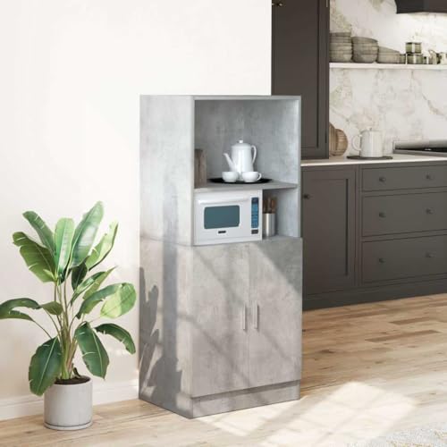 Homvdxl Küchenschrank Pantry 131 cm H Aufbewahrungsschrank mit 2 Türen und offenen Regalen, Küchenaufbewahrung, Grau Homvdxl Küchenschrank Pantry 131 cm H Aufbewahrungsschrank mit 2 Türen und offenen Regalen, Küchenaufbewahrung, Grau von Homvdxl