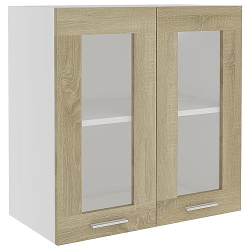 Homvdxl Küchenschrank zur Wandmontage, 2 Glastüren, Hängeschrank mit 2 Ebenen, moderner Medizinschrank für Badezimmer, Wohnzimmer, Flur, 60 x 31 x 60 cm, Braun Homvdxl Küchenschrank zur Wandmontage, 2 Glastüren, Hängeschrank mit 2 Ebenen, moderner Medizinschrank für Badezimmer, Wohnzimmer, Flur, 60 x 31 x 60 cm, Braun von Homvdxl