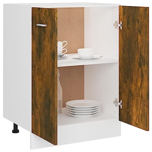Homvdxl Küchenunterschrank - 60x46x81,5 cm - Unterschrank Küchenzeile mit höhenverstellbaren Beinen (ohne Arbeitsplatte), Eiche + Rustikal von Homvdxl