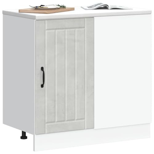 Homvdxl Küchenunterschrank mit Einzeltür und verstellbaren Füßen, 86 x 46 x 81,5 cm, für Wohnzimmer, Grau von Homvdxl
