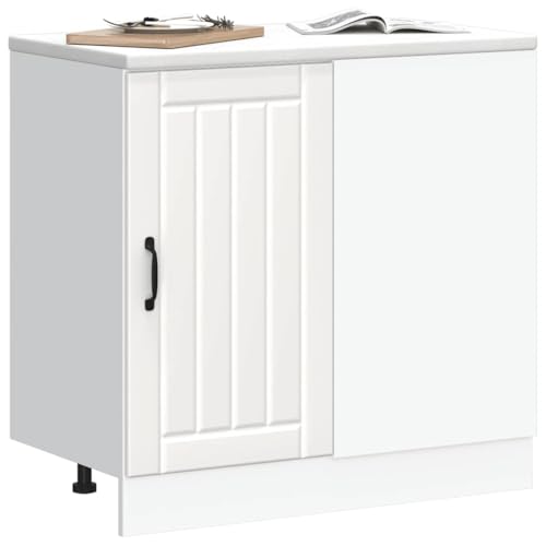 Homvdxl Küchenunterschrank mit Einzeltür und verstellbaren Füßen, 86 x 46 x 81,5 cm, für Wohnzimmer, Weiß von Homvdxl