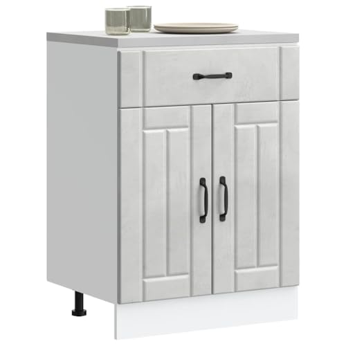 Homvdxl Küchenunterschrank mit Schublade und 2 Türen, Unterschrank für Küche, Wohnzimmer, Esszimmer, Flur, 60x46x81,5 cm, Grau Homvdxl Küchenunterschrank mit Schublade und 2 Türen, Unterschrank für Küche, Wohnzimmer, Esszimmer, Flur, 60x46x81,5 cm, Grau von Homvdxl