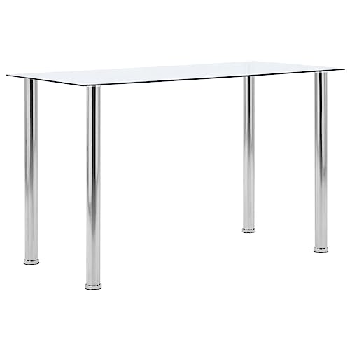 Homvdxl Moderner Glas-Esstisch, 120 x 60 cm, rechteckiger Tisch mit Stahlbeinen, Küche, Wohnzimmer, Esstisch für Zuhause, Büro, Lounge – transparent Homvdxl Moderner Glas-Esstisch, 120 x 60 cm, rechteckiger Tisch mit Stahlbeinen, Küche, Wohnzimmer, Esstisch für Zuhause, Büro, Lounge – transparent von Homvdxl