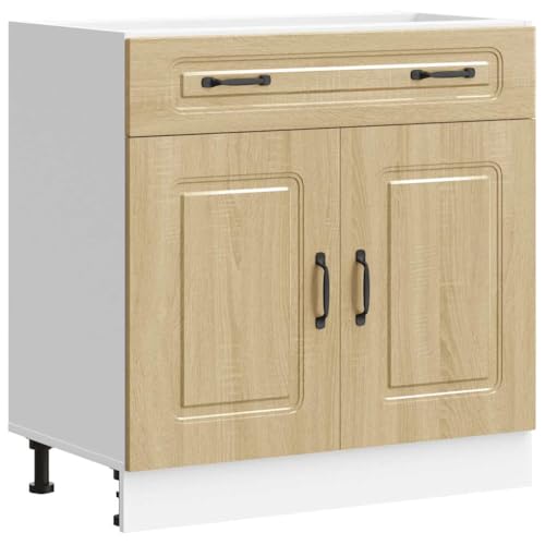 Homvdxl Moderner Küchenunterschrank 80 x 46 x 81,5 cm Modern Küchenunterschrank Aufbewahrungsschrank groß & 2 Türen für Esszimmer Braun von Homvdxl