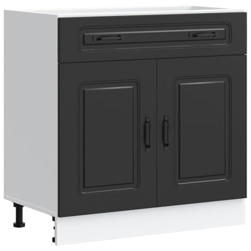 Homvdxl Moderner Küchenunterschrank 80 x 46 x 81,5 cm Modern Küchenunterschrank Aufbewahrungsschrank groß & 2 Türen für Esszimmer Schwarz von Homvdxl