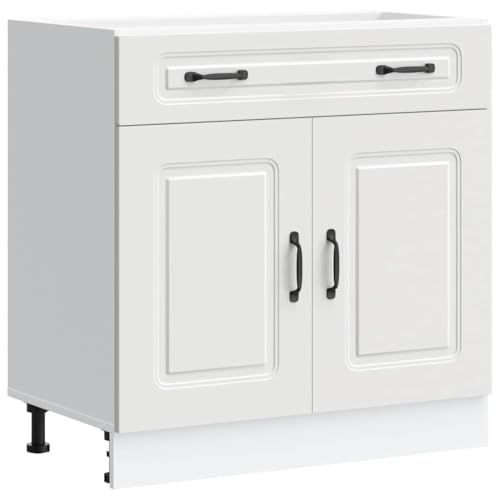 Homvdxl Moderner Küchenunterschrank 80 x 46 x 81,5 cm Modern Küchenunterschrank Aufbewahrungsschrank groß & 2 Türen für Esszimmer Weiß von Homvdxl