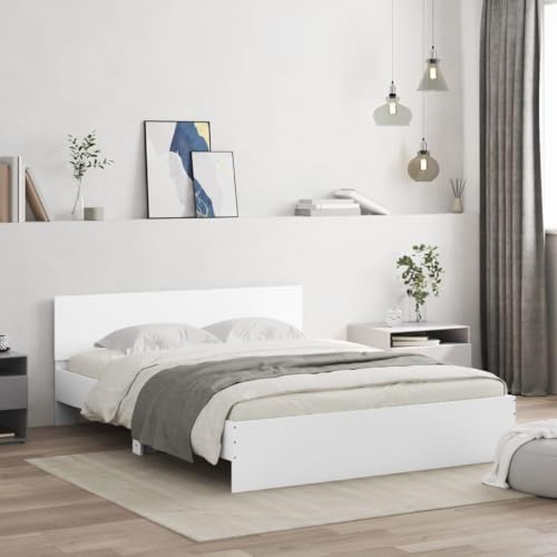 Homvdxl Modernes Plattformbett Bettgestell mit niedrigem Kopfteil 140x200 cm Doppellattenbett für Jugendliche/Erwachsene, kein Boxspring erforderlich - Weiß Homvdxl Modernes Plattformbett Bettgestell mit niedrigem Kopfteil 140x200 cm Doppellattenbett für Jugendliche/Erwachsene, kein Boxspring erforderlich - Weiß von Homvdxl