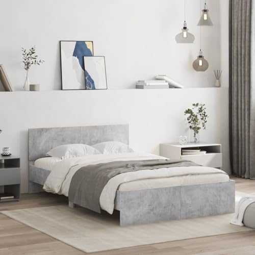 Homvdxl Modernes Plattformbettgestell mit niedrigem Kopfteil, 120 x 200 cm, kleines Doppel-Lattenbett, für Jugendliche/Erwachsene, kein Boxspringbett erforderlich - Grau Homvdxl Modernes Plattformbettgestell mit niedrigem Kopfteil, 120 x 200 cm, kleines Doppel-Lattenbett, für Jugendliche/Erwachsene, kein Boxspringbett erforderlich - Grau von Homvdxl
