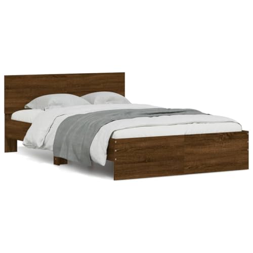 Homvdxl Modernes Plattformbettgestell mit niedrigem Kopfteil, 120x200 cm, kleines Doppellattenbett für Jugendliche/Erwachsene, kein Boxspringbett erforderlich - Braun Eiche Homvdxl Modernes Plattformbettgestell mit niedrigem Kopfteil, 120x200 cm, kleines Doppellattenbett für Jugendliche/Erwachsene, kein Boxspringbett erforderlich - Braun Eiche von Homvdxl