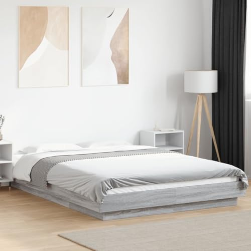 Homvdxl Niedriges Bettgestell, 23 cm, 120 x 190 cm, kleines Doppelbett, modernes Plattformbett mit Sperrholz-Lattenstütze und Mittelbeinstütze, kein Boxspringbett erforderlich, Grau Sonoma Homvdxl Niedriges Bettgestell, 23 cm, 120 x 190 cm, kleines Doppelbett, modernes Plattformbett mit Sperrholz-Lattenstütze und Mittelbeinstütze, kein Boxspringbett erforderlich, Grau Sonoma von Homvdxl
