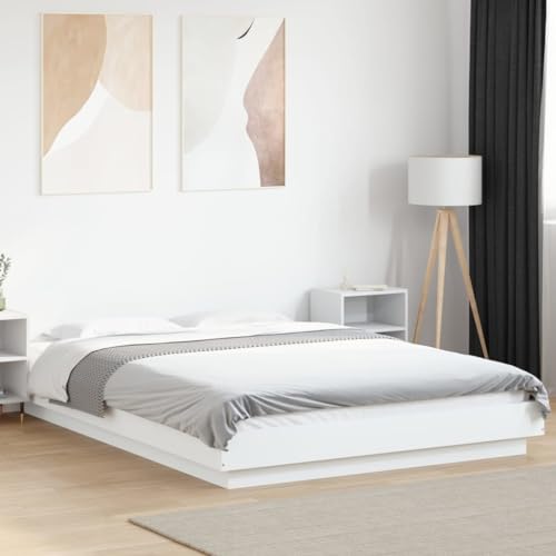 Homvdxl Niedriges Bettgestell, 23 cm, 120 x 190 cm, kleines Doppelbett, modernes Plattformbett mit Sperrholz-Lattenstütze und Mittelbeinstütze, kein Boxspringbett erforderlich, Weiß Homvdxl Niedriges Bettgestell, 23 cm, 120 x 190 cm, kleines Doppelbett, modernes Plattformbett mit Sperrholz-Lattenstütze und Mittelbeinstütze, kein Boxspringbett erforderlich, Weiß von Homvdxl