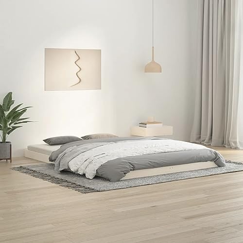 Homvdxl Niedriges Bettgestell, 9 cm Höhe, 140 x 200 cm, Doppelbett, Holz, Plattformbettgestell für Schlafzimmer, Wohnzimmer, kein Boxspringbett erforderlich - Weiß Homvdxl Niedriges Bettgestell, 9 cm Höhe, 140 x 200 cm, Doppelbett, Holz, Plattformbettgestell für Schlafzimmer, Wohnzimmer, kein Boxspringbett erforderlich - Weiß von Homvdxl