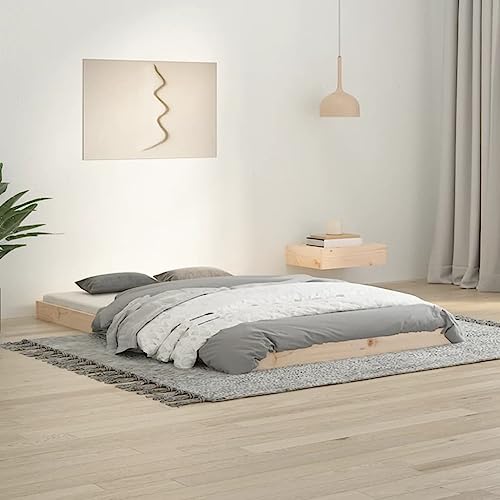 Homvdxl Niedriges Bettgestell – 9 cm Höhe – 120 x 190 cm kleines Doppelbett aus Holz, Plattformbettrahmen für Schlafzimmer, Wohnzimmer, kein Boxspringbett erforderlich – Braun von Homvdxl