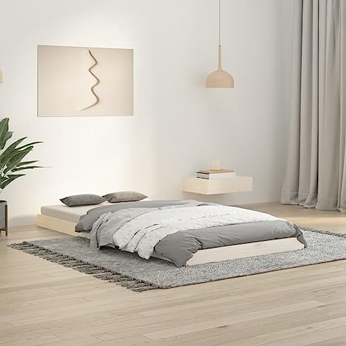 Homvdxl Niedriges Bettgestell – 9 cm Höhe – 90 x 190 cm Einzelbettgestell aus Holz für Schlafzimmer Wohnzimmer, kein Boxspringbett erforderlich – Weiß von Homvdxl