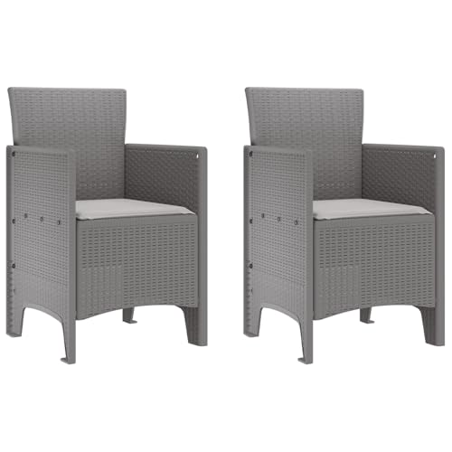 Homvdxl Outdoor Esszimmerstühle 2er Set Rattan Optik Terrasse Gartenstühle mit Kissen/Rückenlehne/Armlehnen für Garten/Rasen/Veranda/Hinterhof/Pool - Hellgrau Homvdxl Outdoor Esszimmerstühle 2er Set Rattan Optik Terrasse Gartenstühle mit Kissen/Rückenlehne/Armlehnen für Garten/Rasen/Veranda/Hinterhof/Pool - Hellgrau von Homvdxl