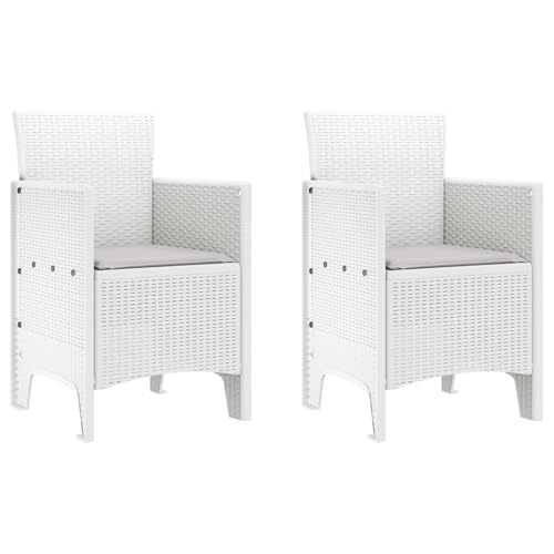 Homvdxl Outdoor Esszimmerstühle 2er Set Rattan Optik Terrasse Gartenstühle mit Kissen/Rückenlehne/Armlehnen für Garten/Rasen/Veranda/Hinterhof/Pool - Weiß Homvdxl Outdoor Esszimmerstühle 2er Set Rattan Optik Terrasse Gartenstühle mit Kissen/Rückenlehne/Armlehnen für Garten/Rasen/Veranda/Hinterhof/Pool - Weiß von Homvdxl