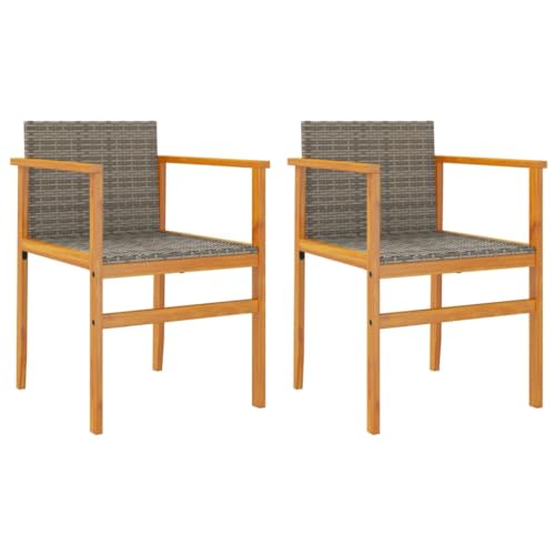 Homvdxl Outdoor Gartenstuhl, Rattan-Bistrostuhl, Holzgestell, gewebte Sitzfläche, 2er-Set - Grau von Homvdxl
