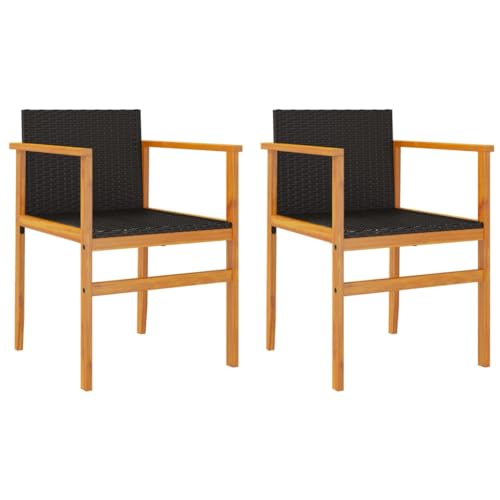 Homvdxl Outdoor Gartenstuhl, Rattan-Bistrostuhl, Holzgestell, gewebte Sitzfläche, 2er-Set - Schwarz von Homvdxl