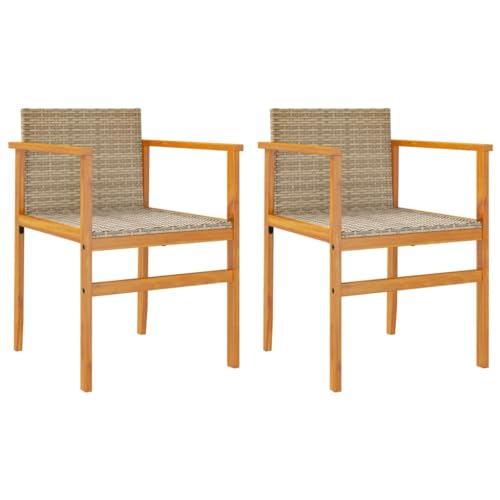 Homvdxl Outdoor Gartenstuhl, Rattan-Bistrostuhl, Holzrahmen, gewebte Sitzfläche, 2er-Set - Beige von Homvdxl