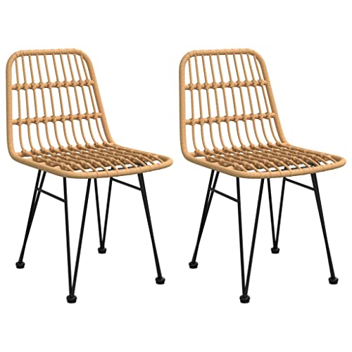 Homvdxl Outdoor Stühle 2er Set mit Stahlrahmen, Allwetter Esszimmerstühle mit Rückenlehne für Garten, Rasen, Hof und Strand, Braun von Homvdxl