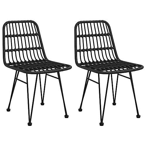 Homvdxl Outdoor Stühle 2er Set mit Stahlrahmen, Allwetter Esszimmerstühle mit Rückenlehne für Garten, Rasen, Hof und Strand, Schwarz von Homvdxl