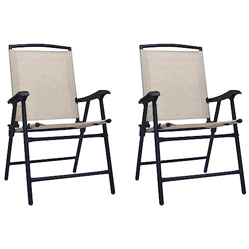 Homvdxl Outdoor Stuhl 2er Set Terrasse Klappbar Lounge Stuhl Rasen Terrasse Stuhl mit Netzrücken & Stahlrahmen für Garten Strand Camping 62 x 59 x 93 cm - Creme Homvdxl Outdoor Stuhl 2er Set Terrasse Klappbar Lounge Stuhl Rasen Terrasse Stuhl mit Netzrücken & Stahlrahmen für Garten Strand Camping 62 x 59 x 93 cm - Creme von Homvdxl