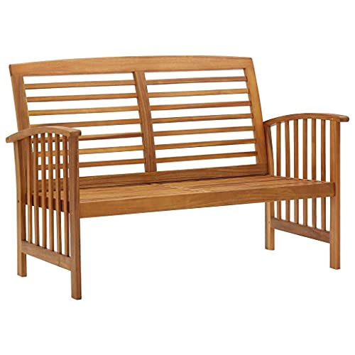 Homvdxl Outdoor-Terrassenbank, 119 x 67 cm, Akazienholz-Latten-Picknickbänke, stabile Esszimmer-Sitzgelegenheit, Allwetter für Garten, Bistro, Hinterhof (für 2-3 Personen) (A) von Homvdxl