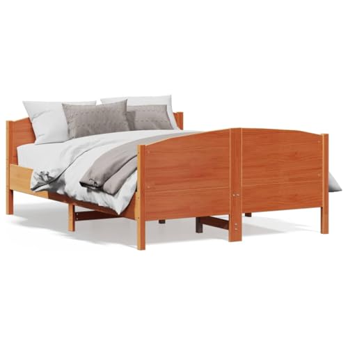 Homvdxl Plattform-Bettgestell aus Kiefernholz, 120 x 190 cm, kleines Doppelbett, klassische Bettgestelle mit Kopfteil & Fußteil, Holzlattenstütze, einfache Montage, kein Boxspring erforderlich Homvdxl Plattform-Bettgestell aus Kiefernholz, 120 x 190 cm, kleines Doppelbett, klassische Bettgestelle mit Kopfteil & Fußteil, Holzlattenstütze, einfache Montage, kein Boxspring erforderlich von Homvdxl