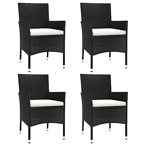 Homvdxl Rattan-Optik Garten Terrasse Stuhl Set mit 4 Liegestühlen für Camping, Strandpicknicks und Party im Freien, Schwarz von Homvdxl