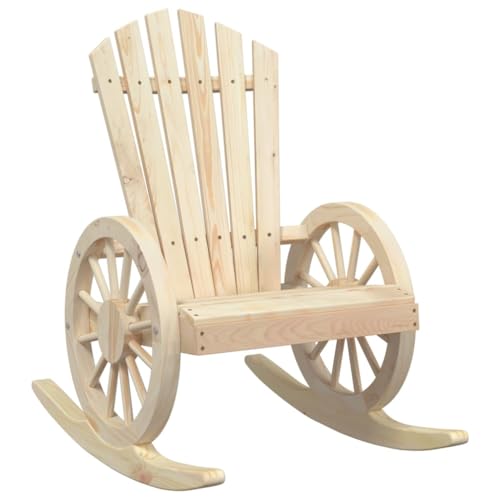 Homvdxl Schaukelstuhl im Radstil, Holz, Outdoor-Esszimmerstuhl, Allwetter für Garten, Rasen, Hof und Strand, Braun von Homvdxl