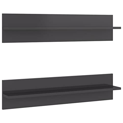 Homvdxl Schweberegale 2er Set, Wandregal mit Rückwand, Moderne Hängeregale für Wanddekoration, Display Wandspeicherregale für Wohnzimmer, Schlafzimmer, 80cm - Grau Hochglanz von Homvdxl