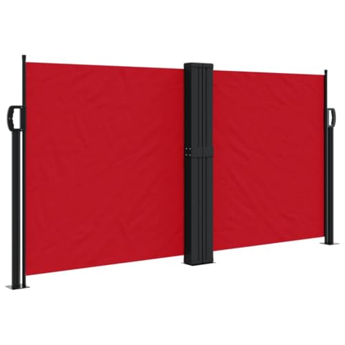 Homvdxl Seitenmarkise Ausziehbar 1200x120cm Extra Breit Outdoor Seitenmarkise, Doppelseitig Wasserdicht Faltbar Sichtschutz Polyester Stoff Raumteiler für Terrasse Garten und Terrasse, Rot von Homvdxl