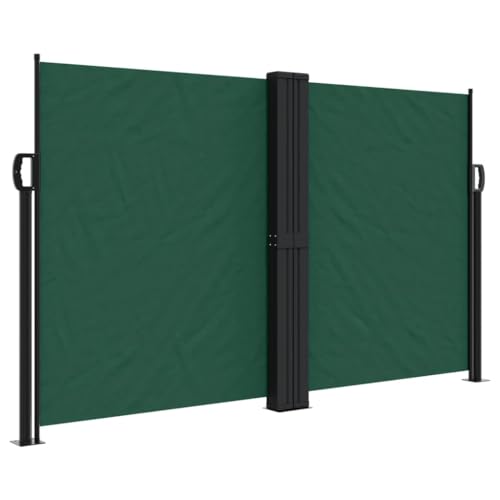 Homvdxl Seitenmarkise Ausziehbar 1200x140cm Extra Breit Outdoor Seitenmarkise, Doppelseitig Wasserdicht Faltbar Sichtschutz Polyester Stoff Raumteiler für Terrasse Garten und Terrasse, Grün von Homvdxl