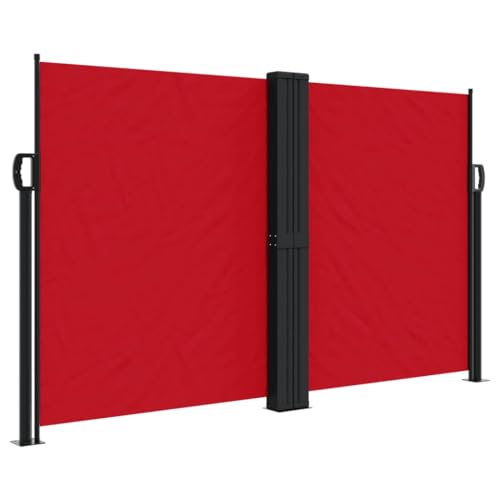Homvdxl Seitenmarkise Ausziehbar 1200x140cm Extra Breit Outdoor Seitenmarkise, Doppelseitig Wasserdicht Faltbar Sichtschutz Polyester Stoff Raumteiler für Terrasse Garten und Terrasse, Rot von Homvdxl